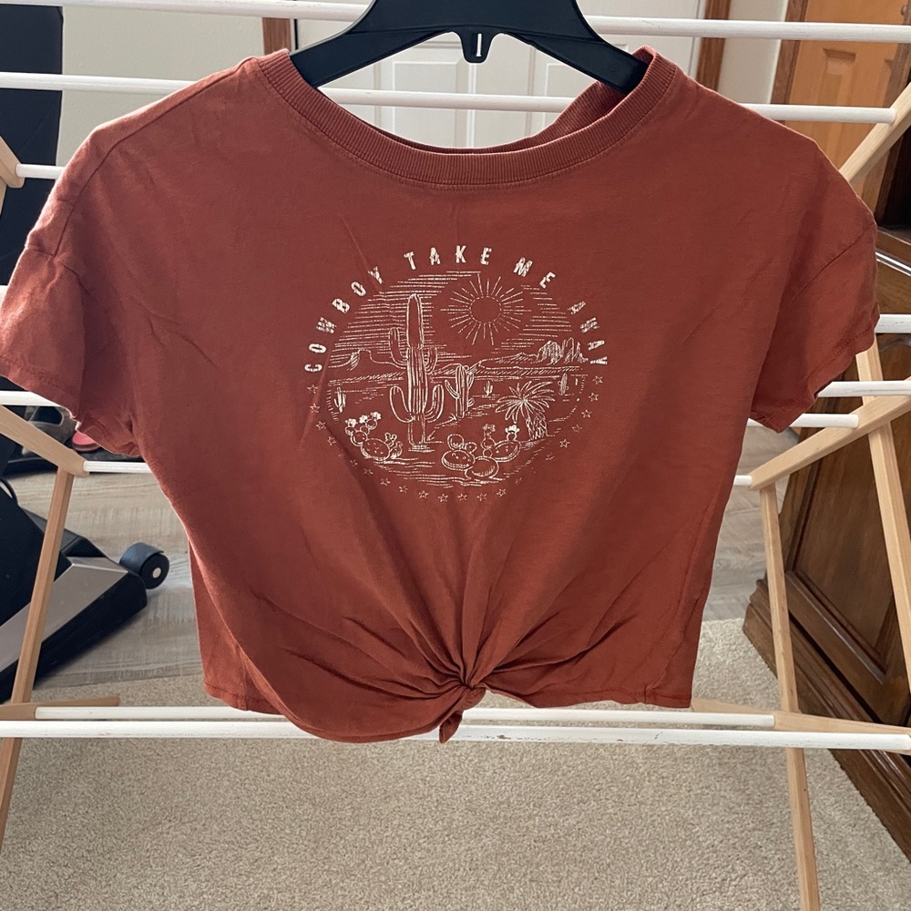 Shyanne Rust Graphic Tee with Western Design